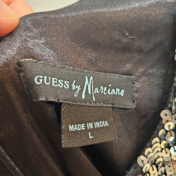 Guess by Marciano Black/Silver Sequin Cocktail Dress (Cap Sleeves) - Picture 4 of 7